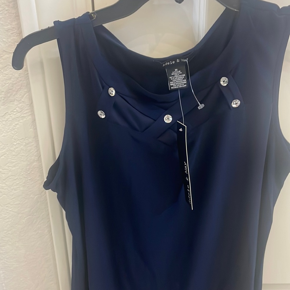 Adele & may shirt navy blue with rhinestones